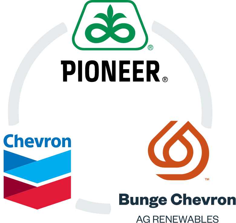 Pioneer, Bunge Chevron Ag Renewables and Chevron logos