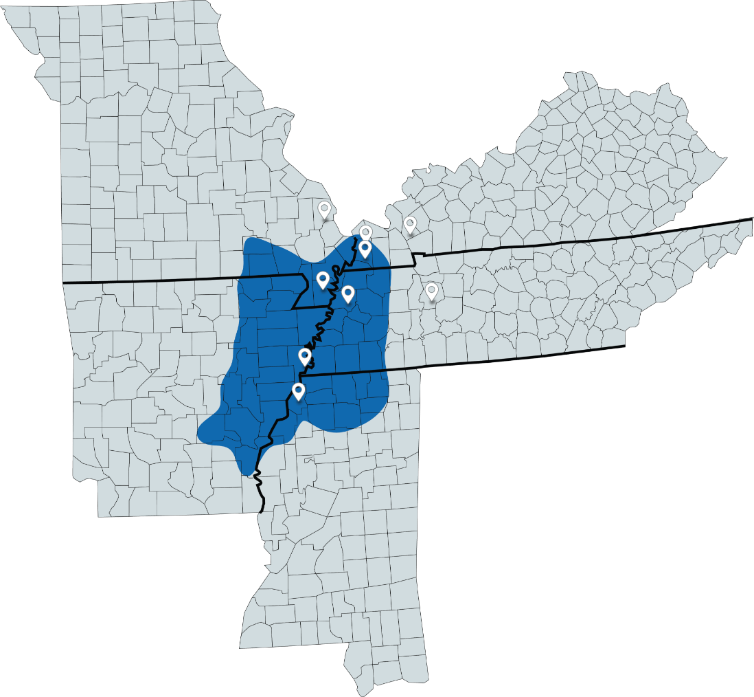 map depicting Lower Mississippi Winter Canola region
